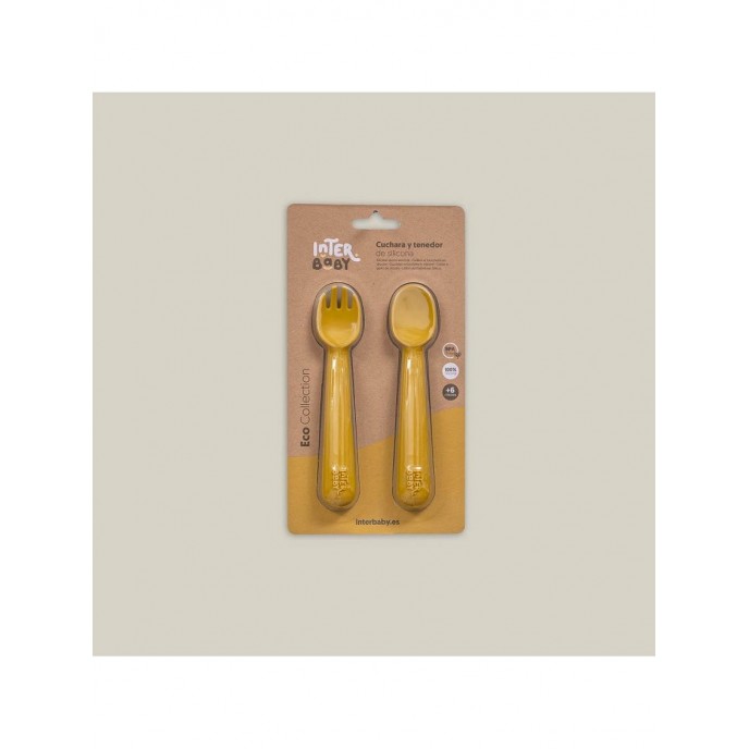Interbaby Silicone Fork and Spoon Ochre
