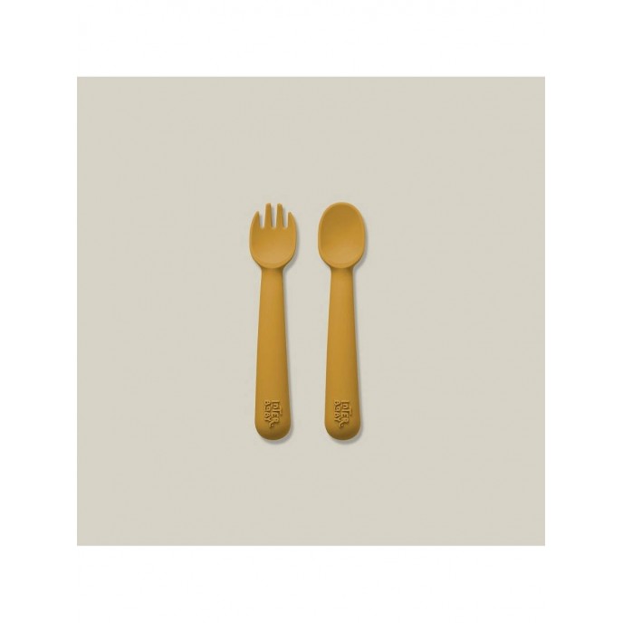 Interbaby Silicone Fork and Spoon Ochre