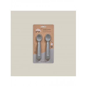 Interbaby Silicone Fork and Spoon Gray Interbaby Silicone Fork and Spoon Gray