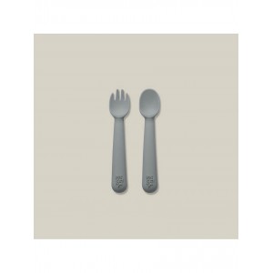Interbaby Silicone Fork and Spoon Gray Interbaby Silicone Fork and Spoon Gray