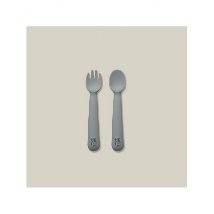 Interbaby Silicone Fork and Spoon Gray