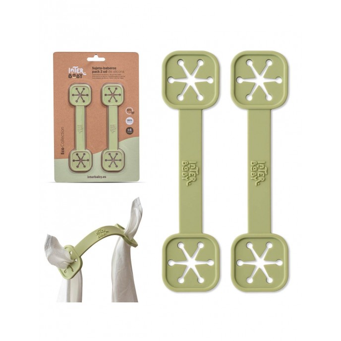 Interbaby Silicone Bib Clips Olive