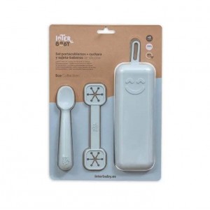 Interbaby Silicone Bib Clip and Spoon in Case Blue