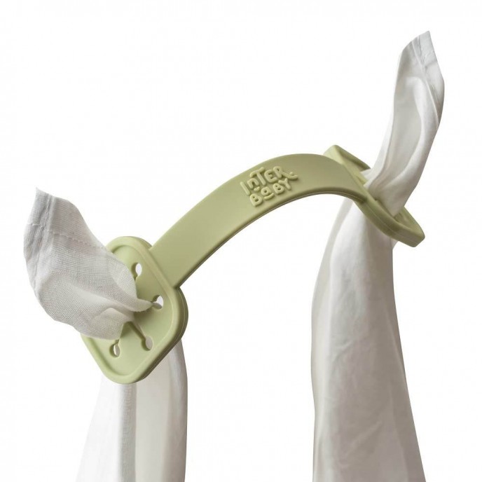 Interbaby Silicone Bib Clip and Spoon in Case Olive