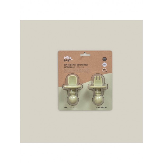 Interbaby Silicone Training Cutlery Green