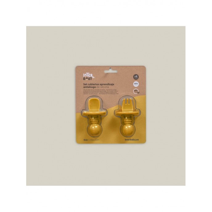 Interbaby Silicone Training Cutlery Ochre