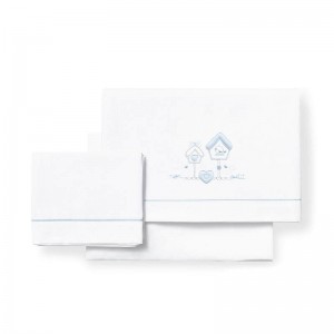 Interbaby Cot Sheets Set Cotton Mon Petit Blue Interbaby Cot Sheets Set Cotton Mon Petit Blue