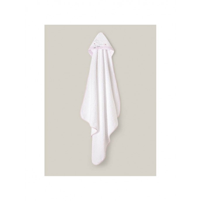 Interbaby Hooded Towel Heart White Pink