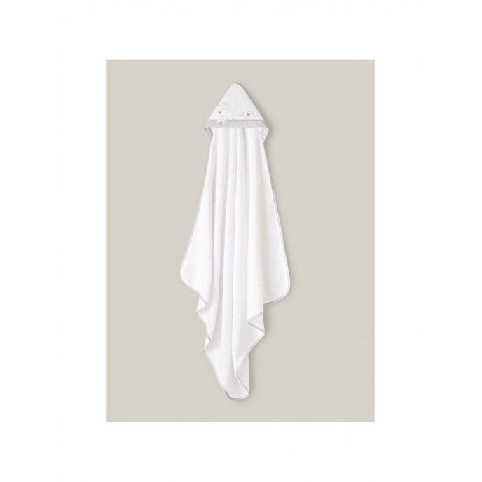 Interbaby Hooded Towel Heart White Gray