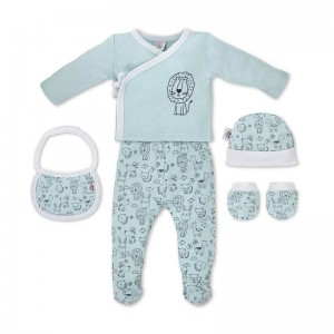 Interbaby Gift Set 5pc Jungle Animals Mint Interbaby Gift Set 5pc Jungle Animals Mint