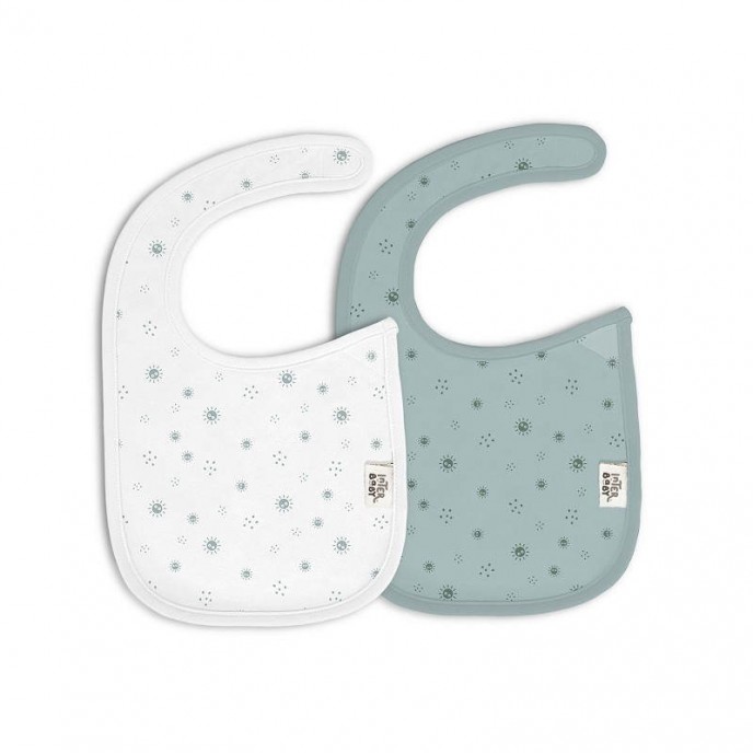 Interbaby Bib 2pk Sun Stars Green