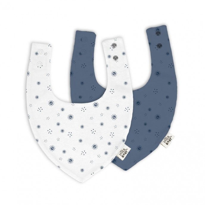 Interbaby Bandana Bib 2pk Sun Stars Blue