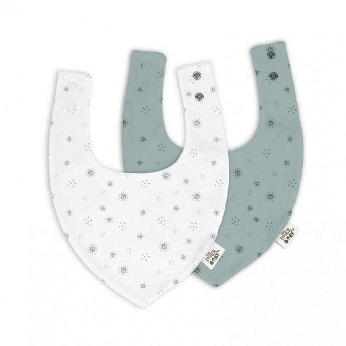 Interbaby Bandana Bib 2pk Sun Stars Green