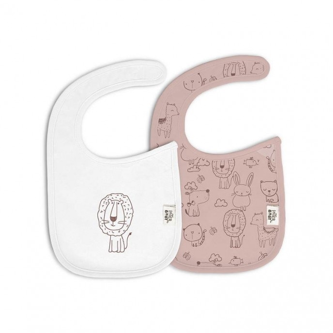 Interbaby Bib 2pk Animals Pink