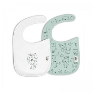 Interbaby Bib 2pk Animals Green Interbaby Bib 2pk Animals Green
