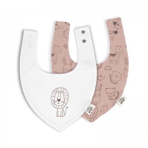 Interbaby Bib Bandana 2pk Animals Pink Interbaby Bib Bandana 2pk Animals Pink