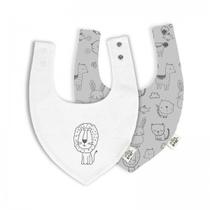 Interbaby Bib Bandana 2pk Animals Grey Interbaby Bib Bandana 2pk Animals Grey
