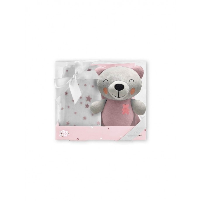 Interbaby Blanket and Plush Bear Pink