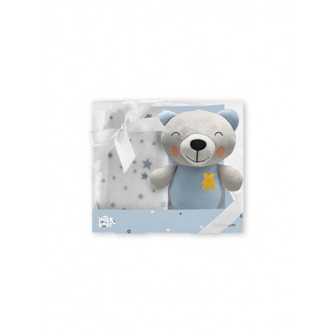 Interbaby Blanket and Plush Bear Blue