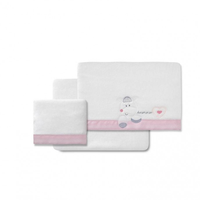 Interbaby Cot Sheets Set Fleece 3pc Amoroso Pink