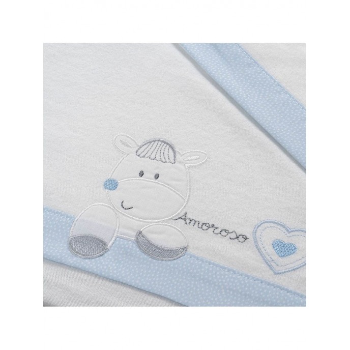 Interbaby Cot Sheets Set Flanelle 3pc Amoroso Blue