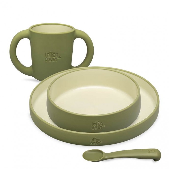 Interbaby Tableware 4pc Set Olive