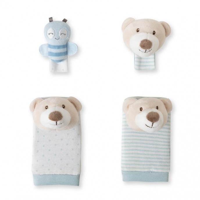 Interbaby Hand and Foot Rattles Bear Blue