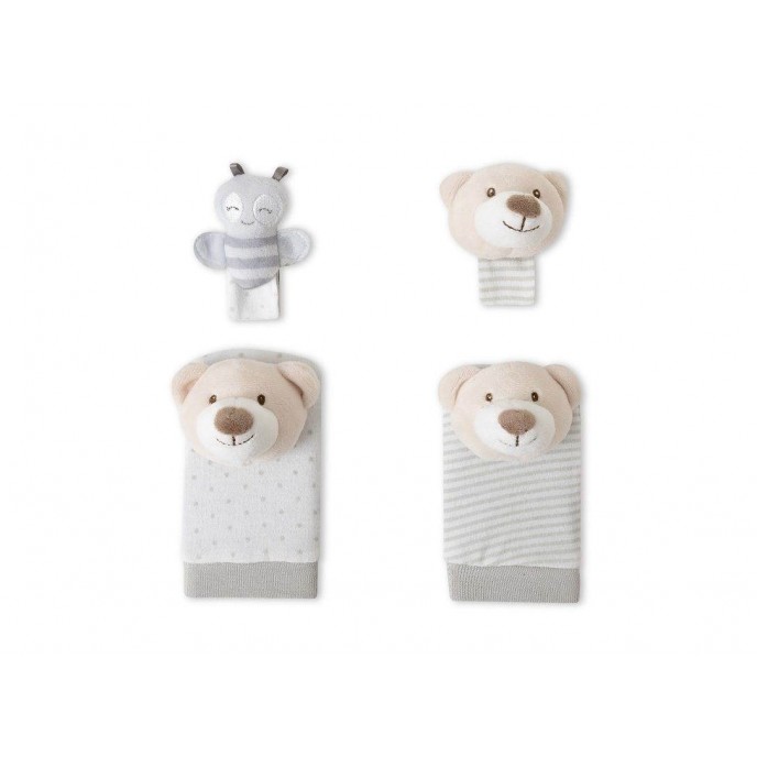 Interbaby Hand and Foot Rattles Bear Grey