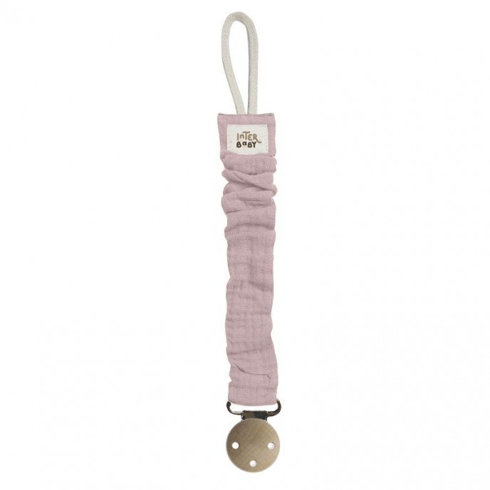 Interbaby Soother Holder Muslin Pink Interbaby Soother Holder Muslin Pink