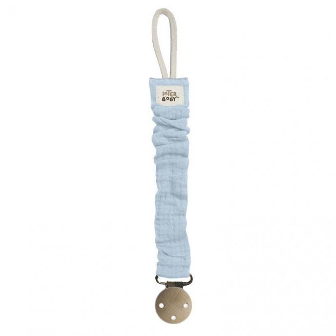 Interbaby Soother Holder Muslin Blue