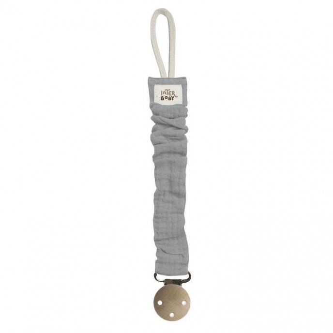 Interbaby Soother Holder Muslin Gray