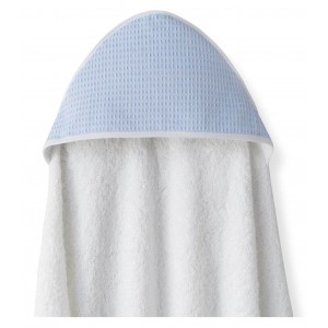 Interbaby Hooded Towel Apron Waffle White Blue Interbaby Hooded Towel Apron Waffle White Blue