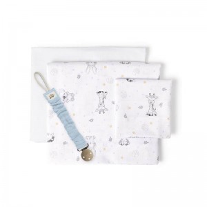 Interbaby Cot Sheets Set Cotton Safari Blue Interbaby Cot Sheets Set Cotton Safari Blue