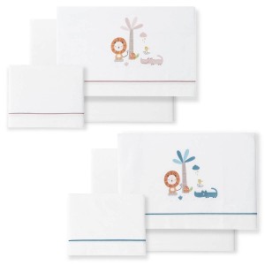 Interbaby Cotbed Sheets Set Cotton Lion Grey