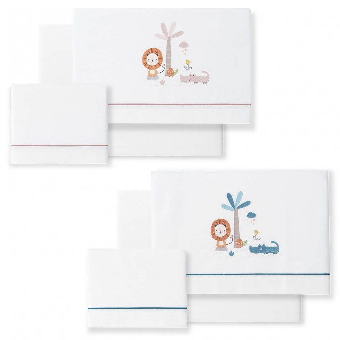 Interbaby Cotbed Sheets Set Cotton Lion Grey