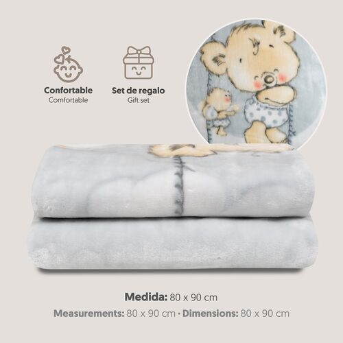 Interbaby Fleece Blanket Bear on Moon Pink Interbaby Fleece Blanket Bear on Moon Pink