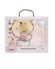 Interbaby Fleece Blanket Bear on Moon Pink
