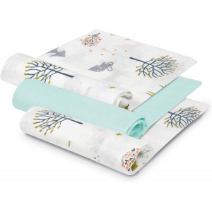 Interbaby Muslins 3pk Bamboo Fox Mint Interbaby Muslins 3pk Bamboo Fox Mint