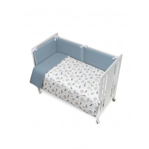 Interbaby Bedding Set Jungle White Petrol Blue