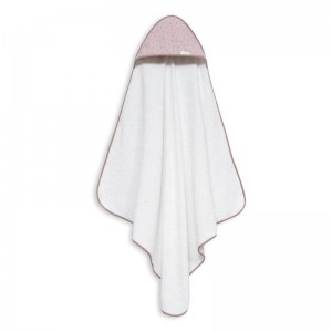 Interbaby Hooded Towel Muslin White Dark Pink Interbaby Hooded Towel Muslin White Dark Pink