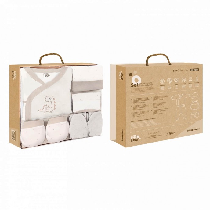 Interbaby Gift Set 5pc Dino Beige Interbaby Gift Set 5pc Dino Beige