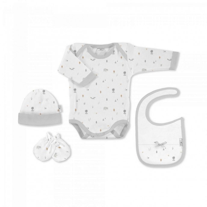Interbaby Gift Set 4pc Forest Fox Grey Interbaby Gift Set 4pc Forest Fox Grey