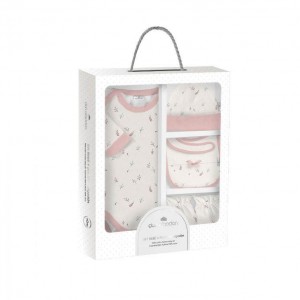 Interbaby Gift Set 4pc Leaves Pink Interbaby Gift Set 4pc Leaves Pink