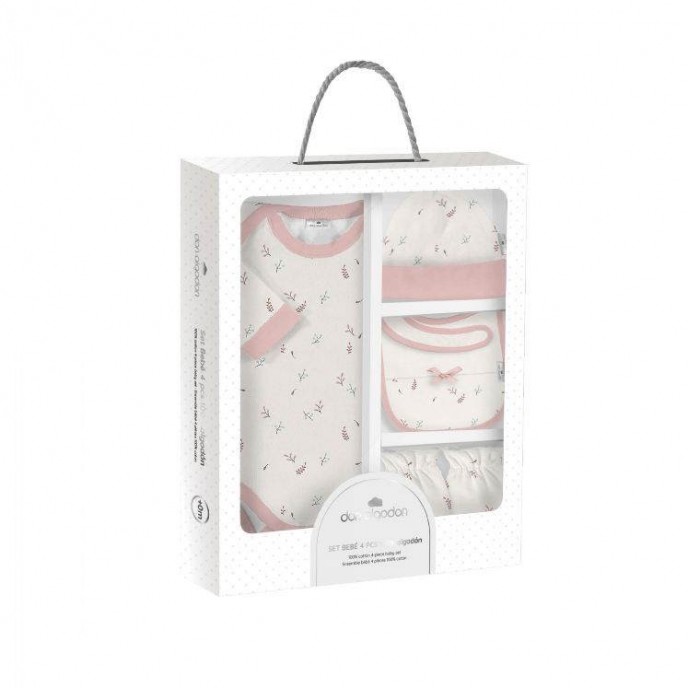 Interbaby Gift Set 4pc Leaves Pink Interbaby Gift Set 4pc Leaves Pink
