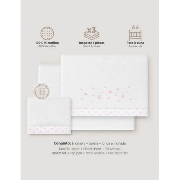 Interbaby Cot Sheets Set Cotton Luna Beige Interbaby Cot Sheets Set Cotton Luna Beige