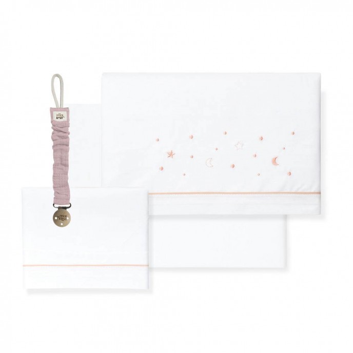 Interbaby Cot Sheets Set Cotton Luna Pink Interbaby Cot Sheets Set Cotton Luna Pink