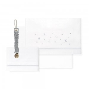 Interbaby Cot Sheets Set Cotton Luna Grey Interbaby Cot Sheets Set Cotton Luna Grey