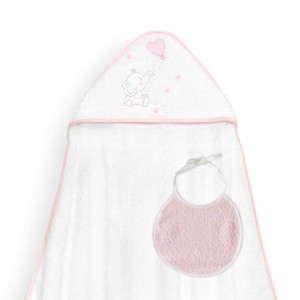 Interbaby Hooded Towel Elephant White Pink Interbaby Hooded Towel Elephant White Pink