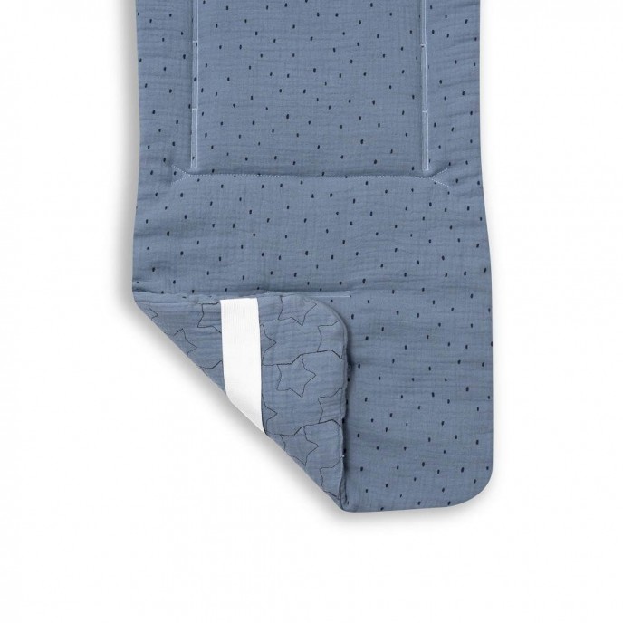 Interbaby Pushchair Liner Reversible Dots Stars Petrol Blue Interbaby Pushchair Liner Reversible Dots Stars Petrol Blue
