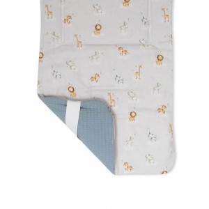 Interbaby Pushchair Liner Reversible Safari Petrol Blue
